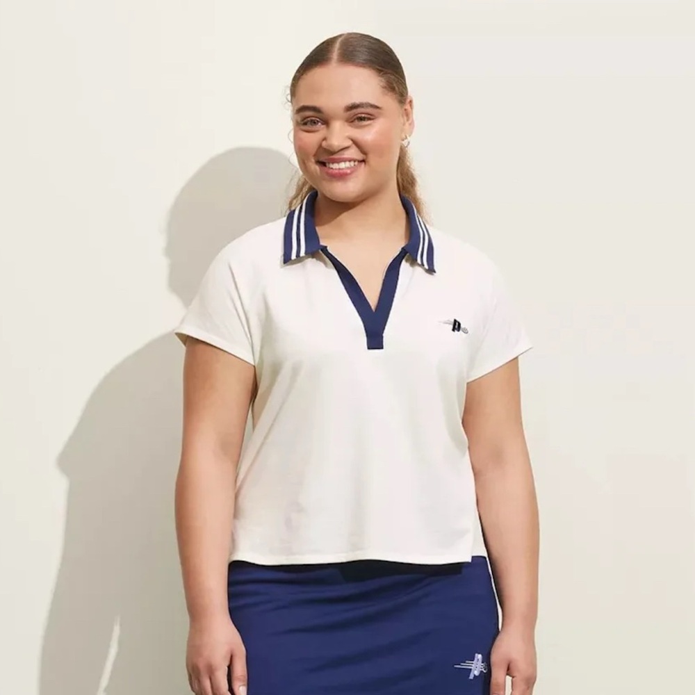 Prince Cream and Navy Short Sleeve Polo